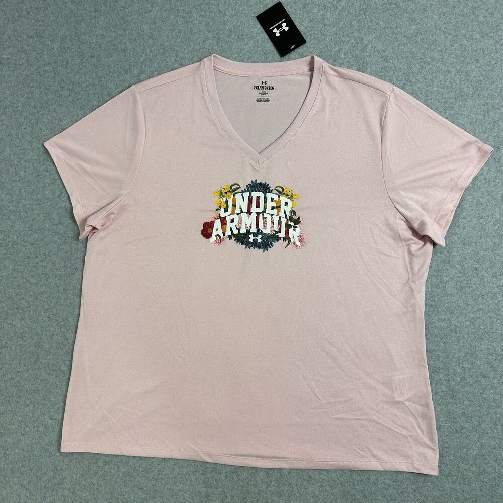 NWT Women’s Under Armour Watercolor Graphic V-Neck Short Sleeve Tee Size 2XL/2TG